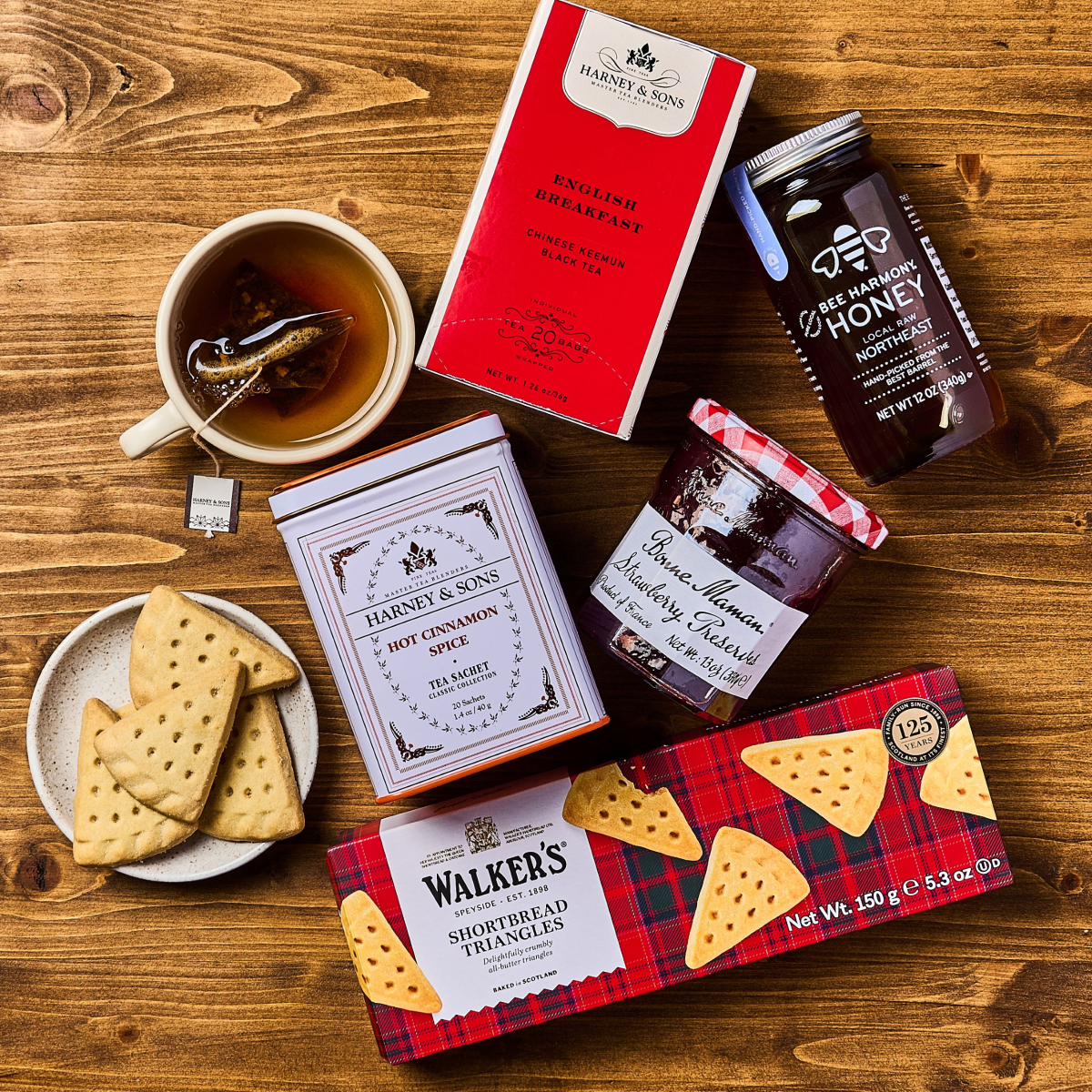 items for a cup of tea and a snack