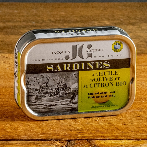 Gonidec Sardines in Organic Extra Virgin Olive Oil and Lemon